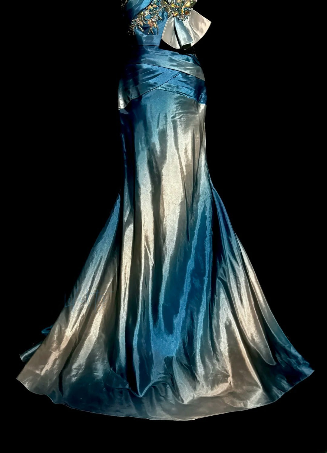 Robes de bal longues sirène glamour à bretelles dégradées bleu blanc avec perles pour femmes robes de soirée MP583