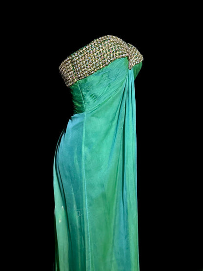 Luxurious Mermaid Sweetheart Green Chiffon With Beading Long Prom Dresses Women Party Gowns MP584