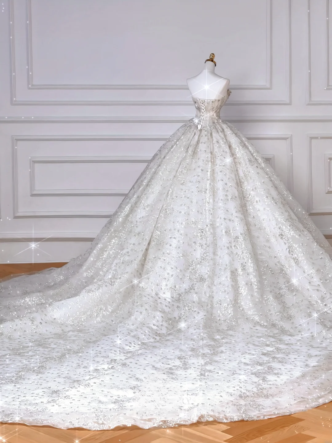 Timeless Ball Gown Sweetheart With Flowers Beaded Crystals Bodice Sweep Train Princess Bridal Gowns Wedding Dresses MP036