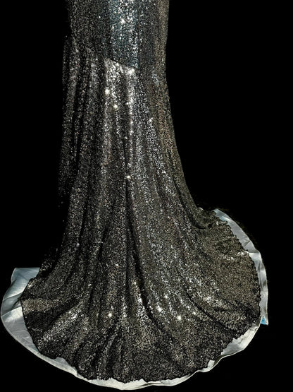 Exquisite Mermaid Halter Grey Sequin With Pleated Long Prom Dresses Women Party Gowns MP585