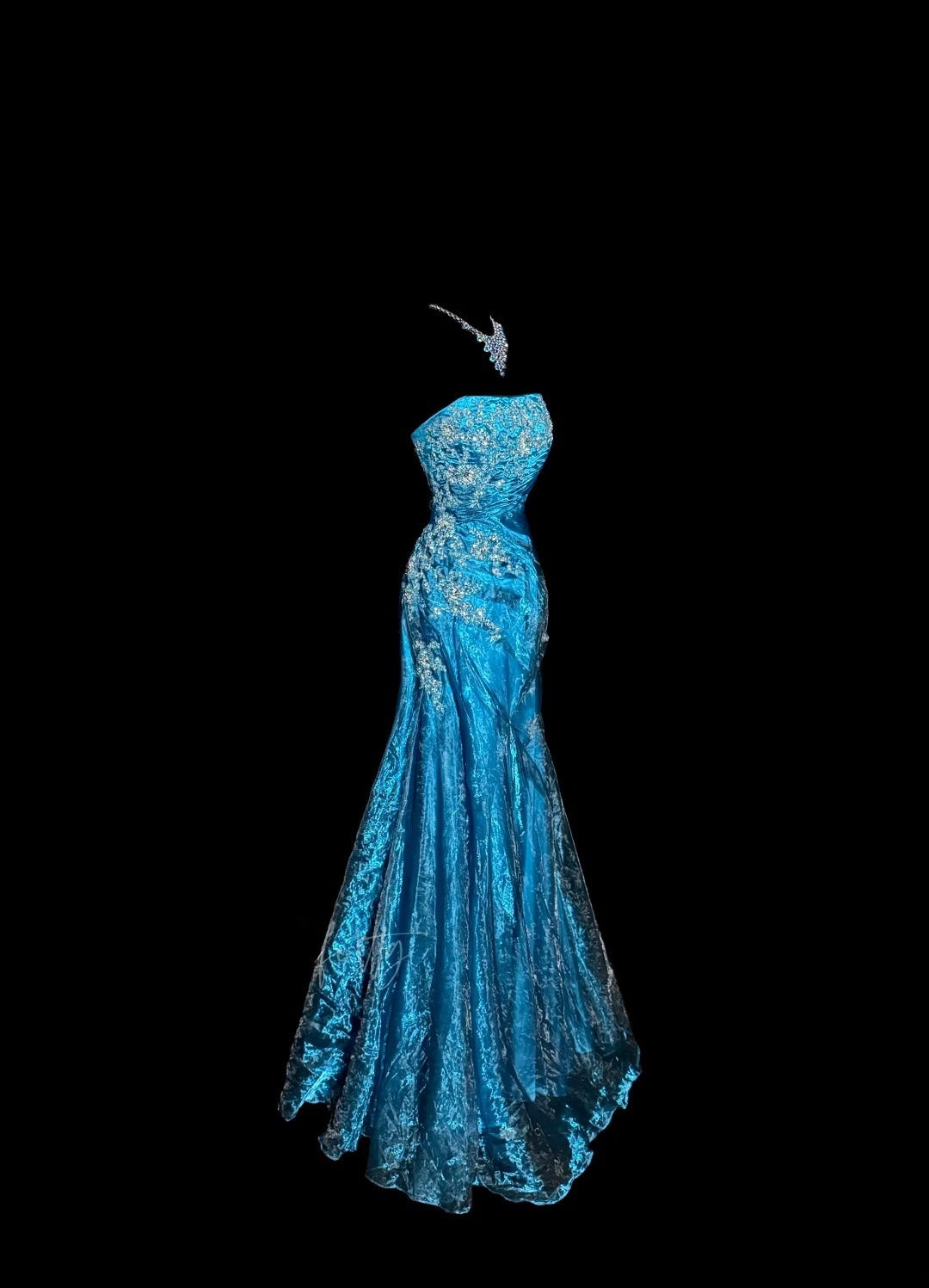 Superbes Robes de Bal Longues Sirène Bustier Bleues Appliquées pour Femmes Robes de Soirée MP586