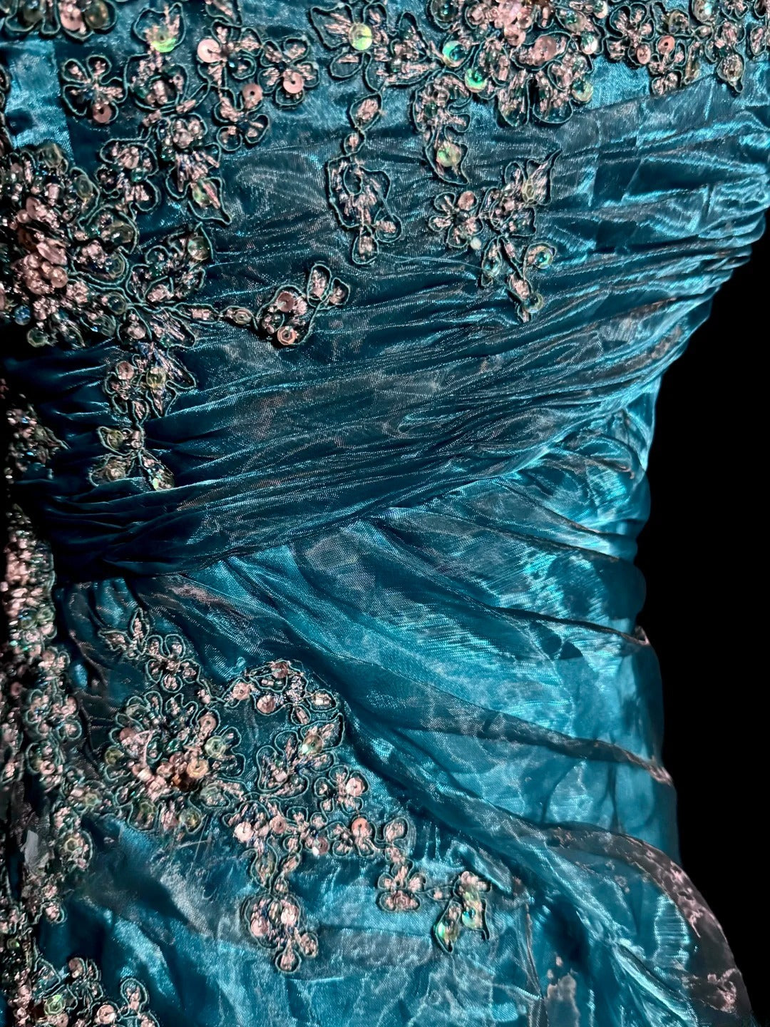 Superbes Robes de Bal Longues Sirène Bustier Bleues Appliquées pour Femmes Robes de Soirée MP586