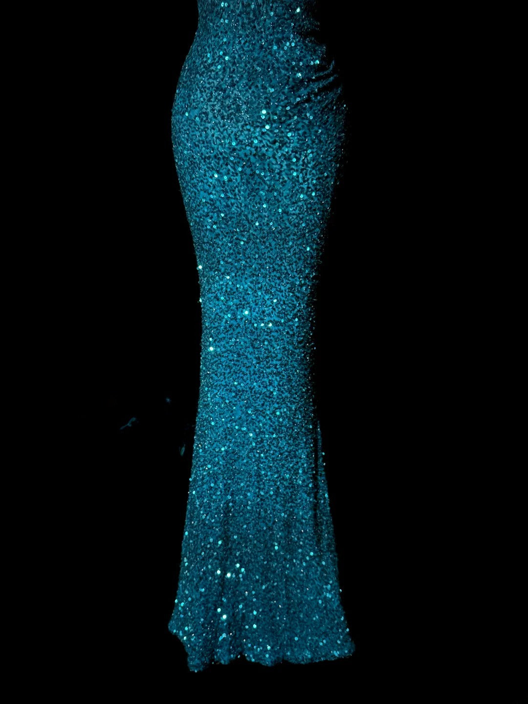Stunning Mermaid One Shoulder Royal Blue Sequin With Beads Sleeveless Long Prom Dresses MP598