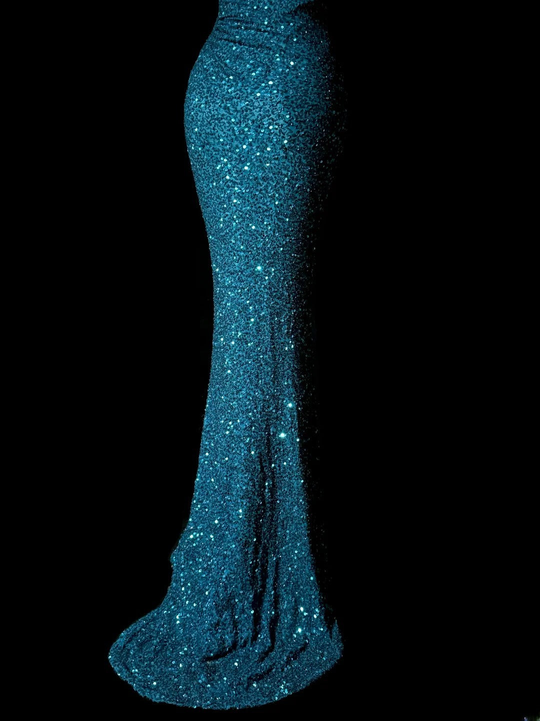 Stunning Mermaid One Shoulder Royal Blue Sequin With Beads Sleeveless Long Prom Dresses MP598