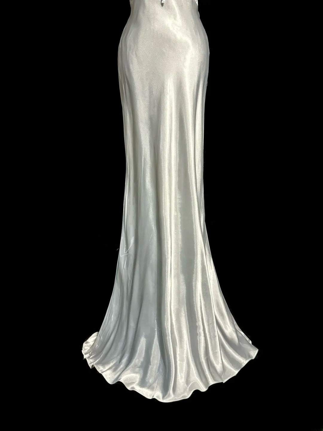 Elegantes Meerjungfrauenkleid mit einer Schulter, Silber, mit Perlenbesatz, ärmellos, bodenlang, für den Abschlussball, MP640
