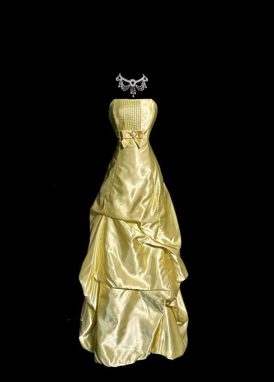 Classy Ball Gown Strapless Yellow Sleeveless Long Formal Party Gown Floor Length Prom Dresses MP649