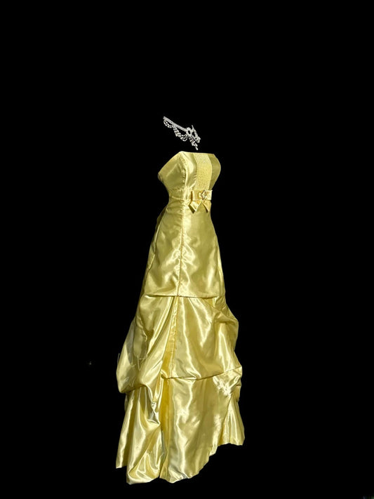 Classy Ball Gown Strapless Yellow Sleeveless Long Formal Party Gown Floor Length Prom Dresses MP649