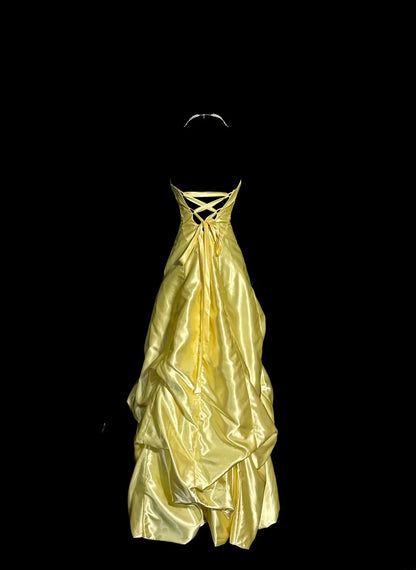 Robe de bal élégante bustier jaune sans manches longue robe de soirée formelle longue robe de bal MP649