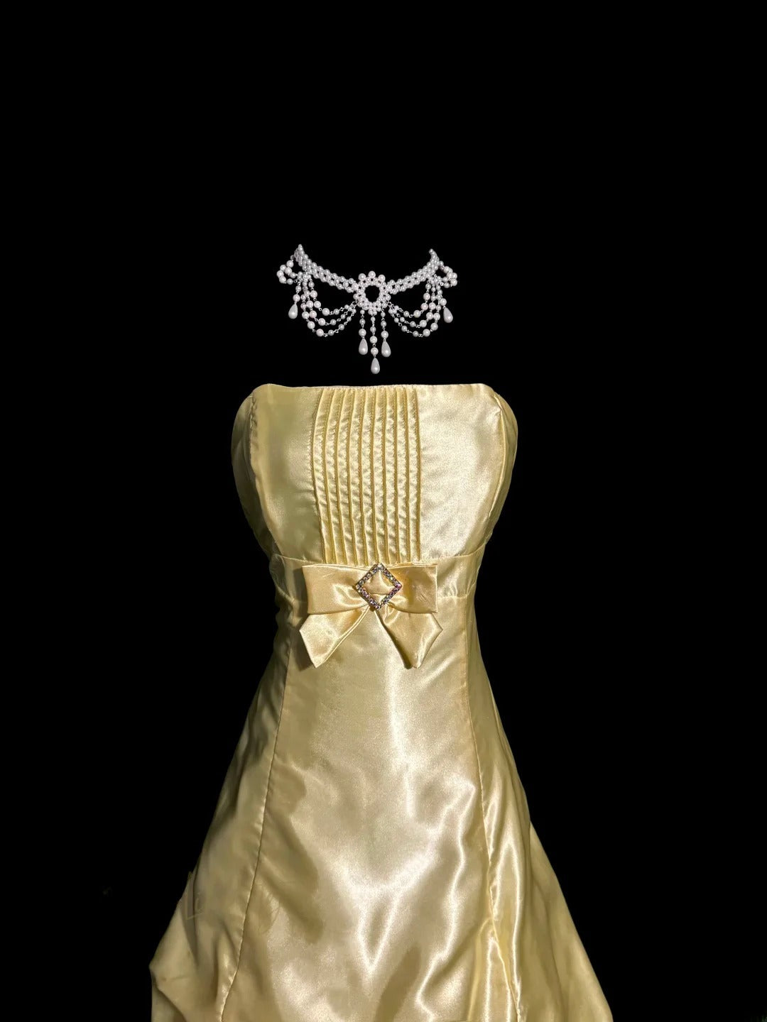 Robe de bal élégante bustier jaune sans manches longue robe de soirée formelle longue robe de bal MP649