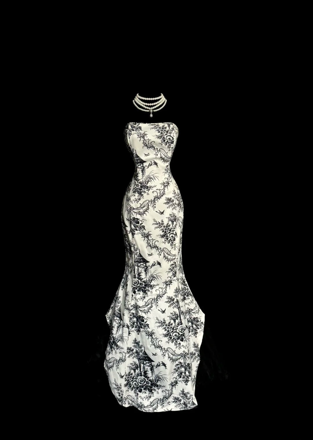 Elegantes Meerjungfrauen-Trägerloses Schwarzes Ärmelloses Langes Festliches Abendkleid Ballkleid MP650