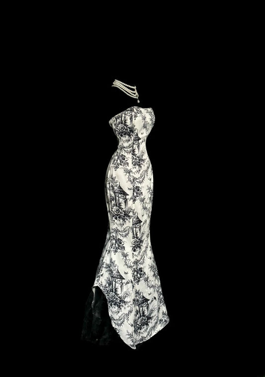 Classy Mermaid Strapless Black Sleeveless Long Formal Party Gown Prom Dresses MP650