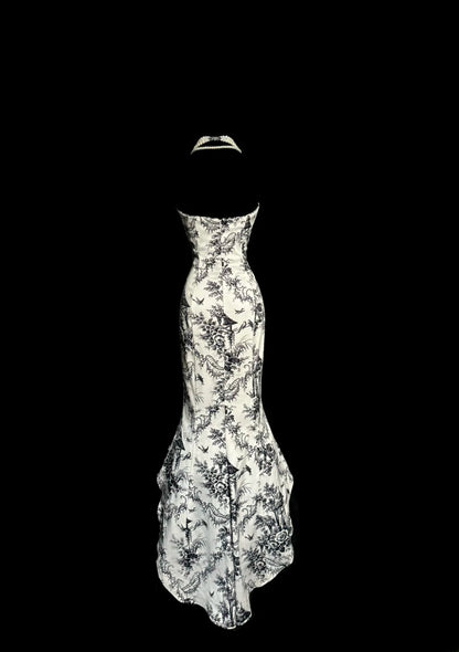 Elegantes Meerjungfrauen-Trägerloses Schwarzes Ärmelloses Langes Festliches Abendkleid Ballkleid MP650