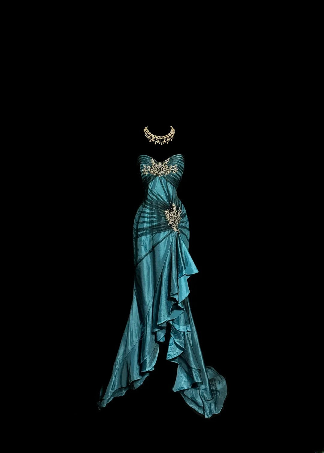 Robes de bal de concours sans manches, en satin bleu, tulle noir, plissé, inspiration sirène, bustier en cœur, esthétique MP1166