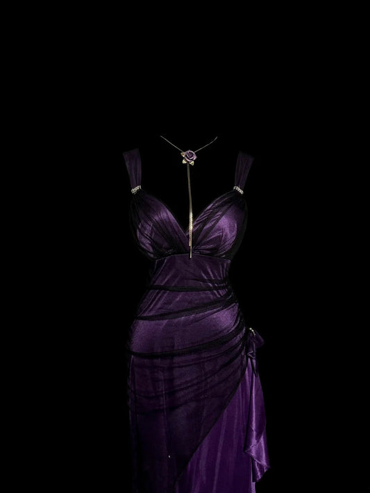 Unique & Trendy Mermaid Sweetheart With Straps Purple With Ruched Ruffled Long Y2K Outfits Dress Fashion Prom Dresses Inspiration MP1171