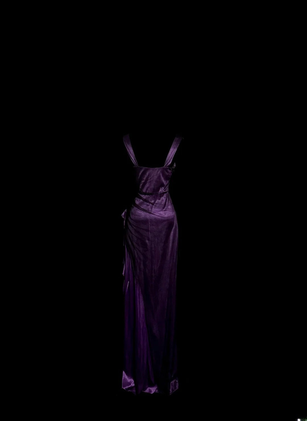 Robe de bal sirène unique et tendance avec bretelles, bustier cœur, couleur violette, avec fronces et volants, longue, style Y2K, inspiration mode MP1171