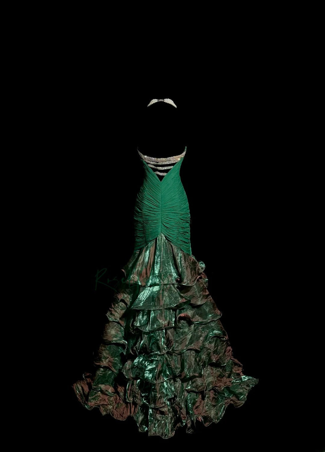 Unique & Trendy Mermaid Strapless Green With Ruched Ruffled Long Y2K Evening Outfits Dress Fashion Prom Dresses Inspiration MP1172