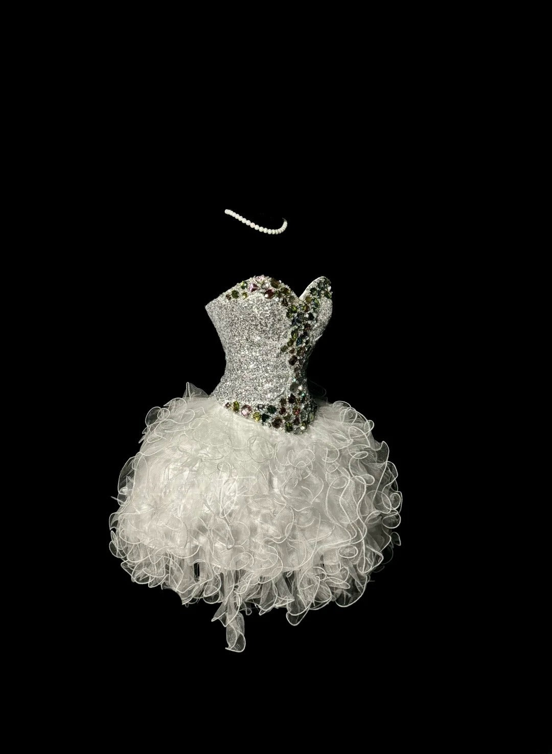 Robe de soirée scintillante en tulle blanc avec col en cœur, mini-robe de bal de rentrée, robe de cocktail tendance, tenues de fête de remise des diplômes MP1176