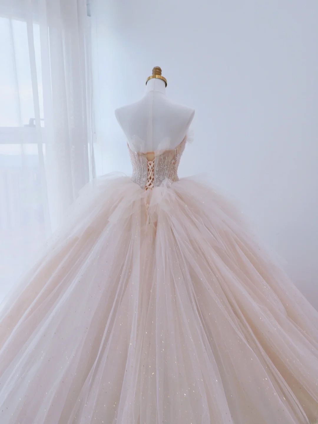Charming Ball Gown Strapless Pink Tulle With Silver Beaded Long For Senior Year 2026 Prom Dresses Sweet 16 Dress MP073
