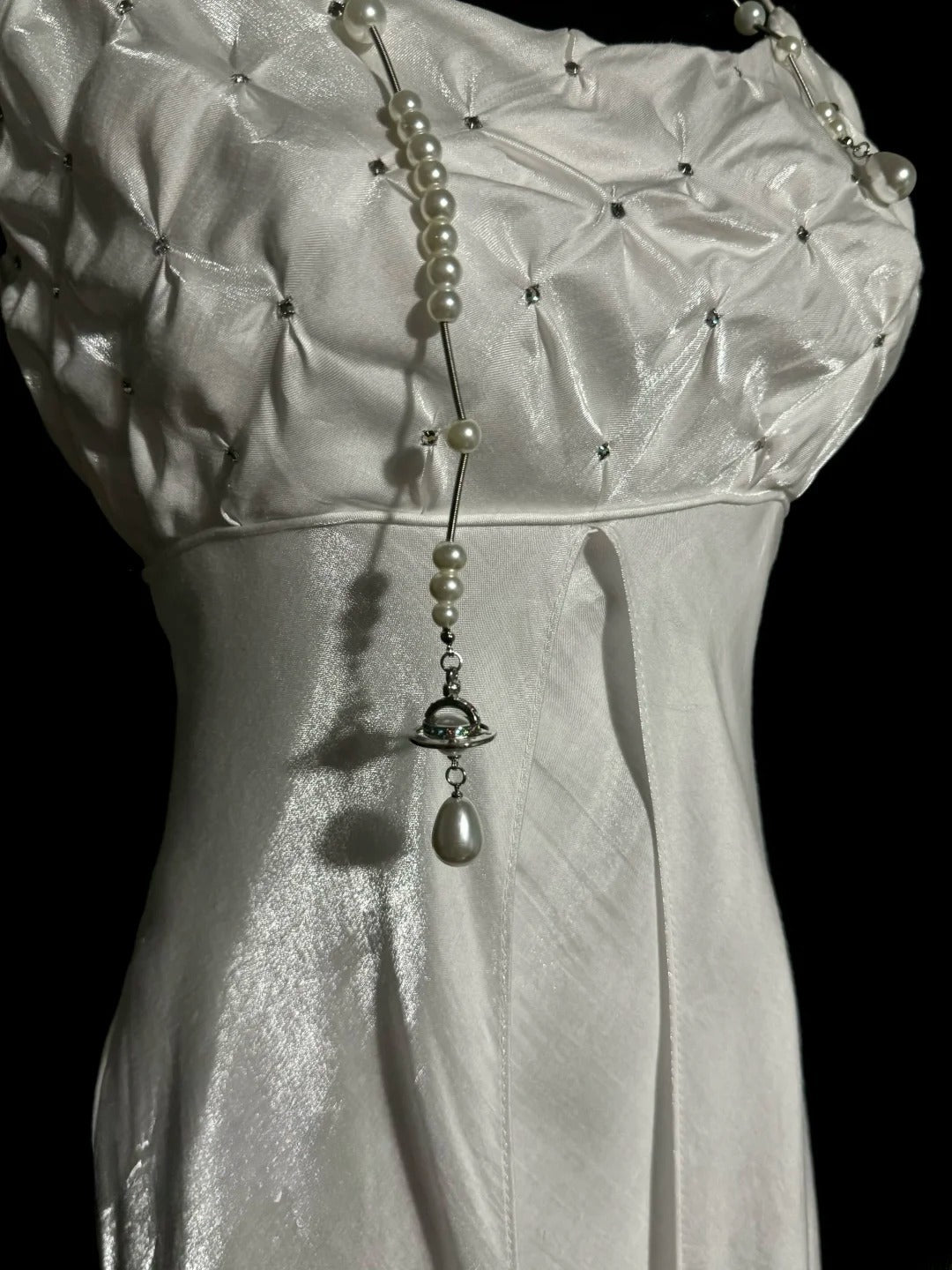 Aesthetic Mermaid Spaghetti Strap White Satin With Ruched Inspiration Sleeveless Pageant Outfits Prom Dresses MP1177