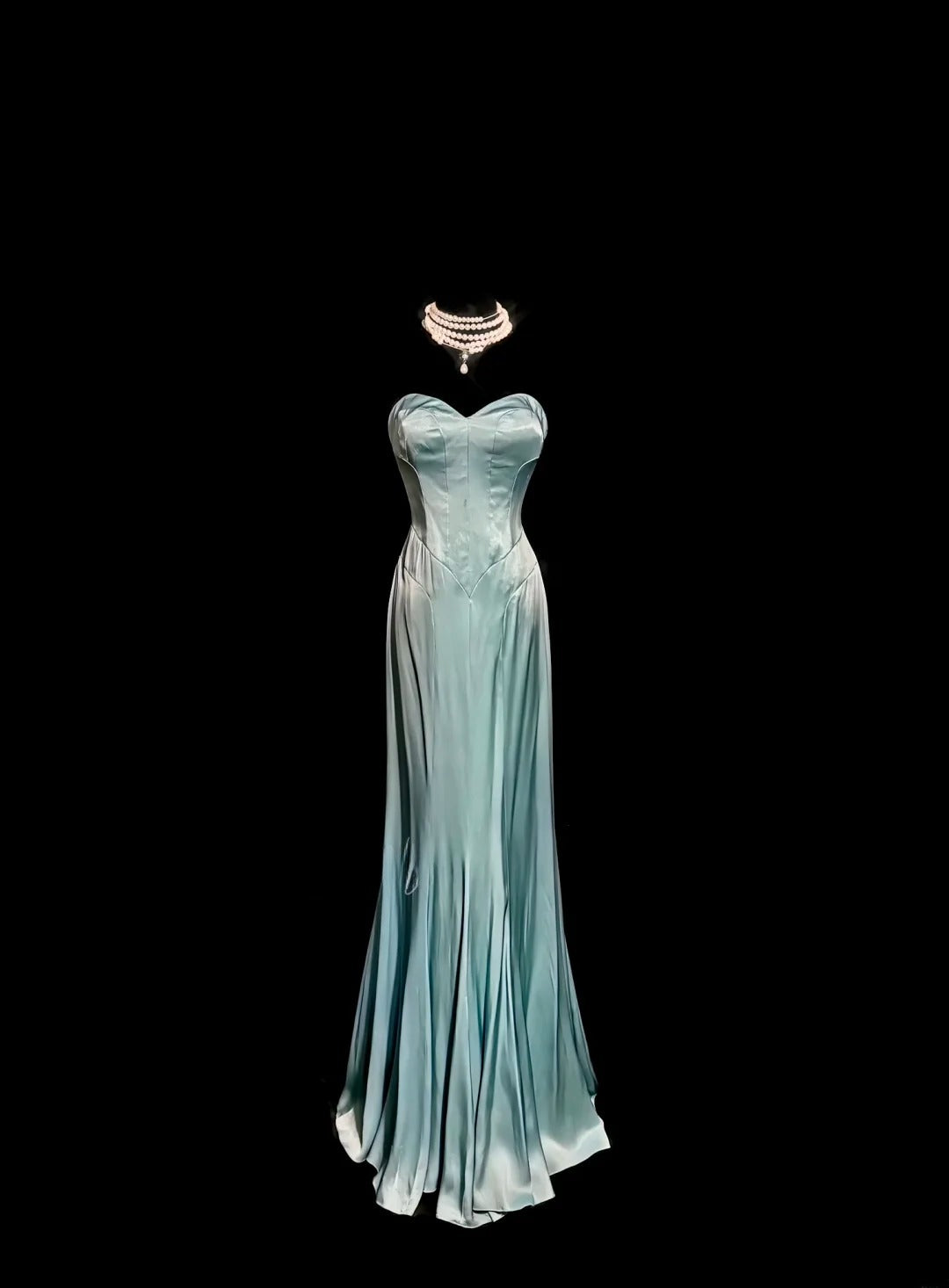 Stylish Mermaid Sweetheart Tiffany Blue Satin Sleeveless Formal Gown Prom Dresses MP1178