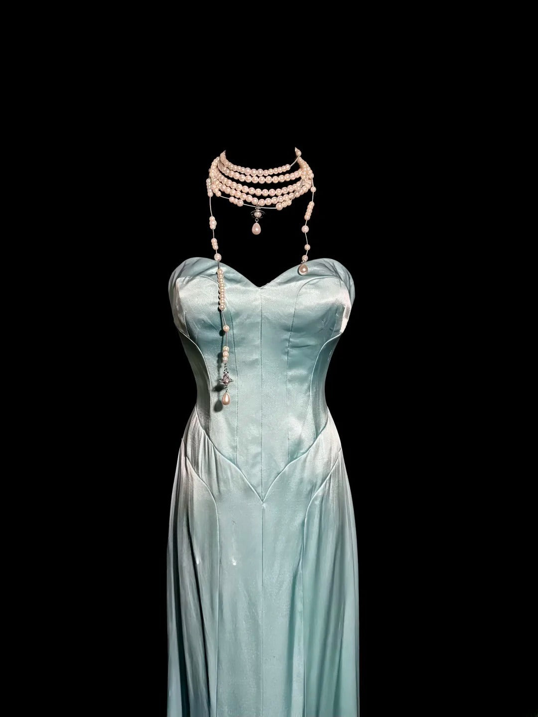 Stylish Mermaid Sweetheart Tiffany Blue Satin Sleeveless Formal Gown Prom Dresses MP1178