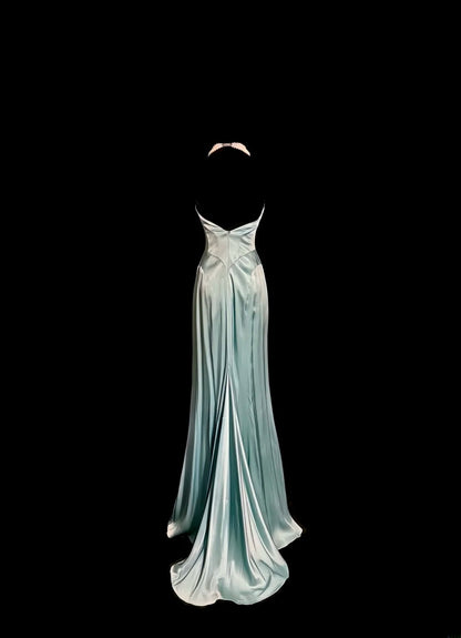 Stylish Mermaid Sweetheart Tiffany Blue Satin Sleeveless Formal Gown Prom Dresses MP1178
