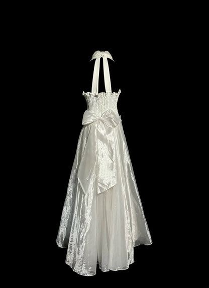 Stylish A Line Halter White Organza Sleeveless Formal Gown Prom Dresses Inspiration Formal Dress MP1180