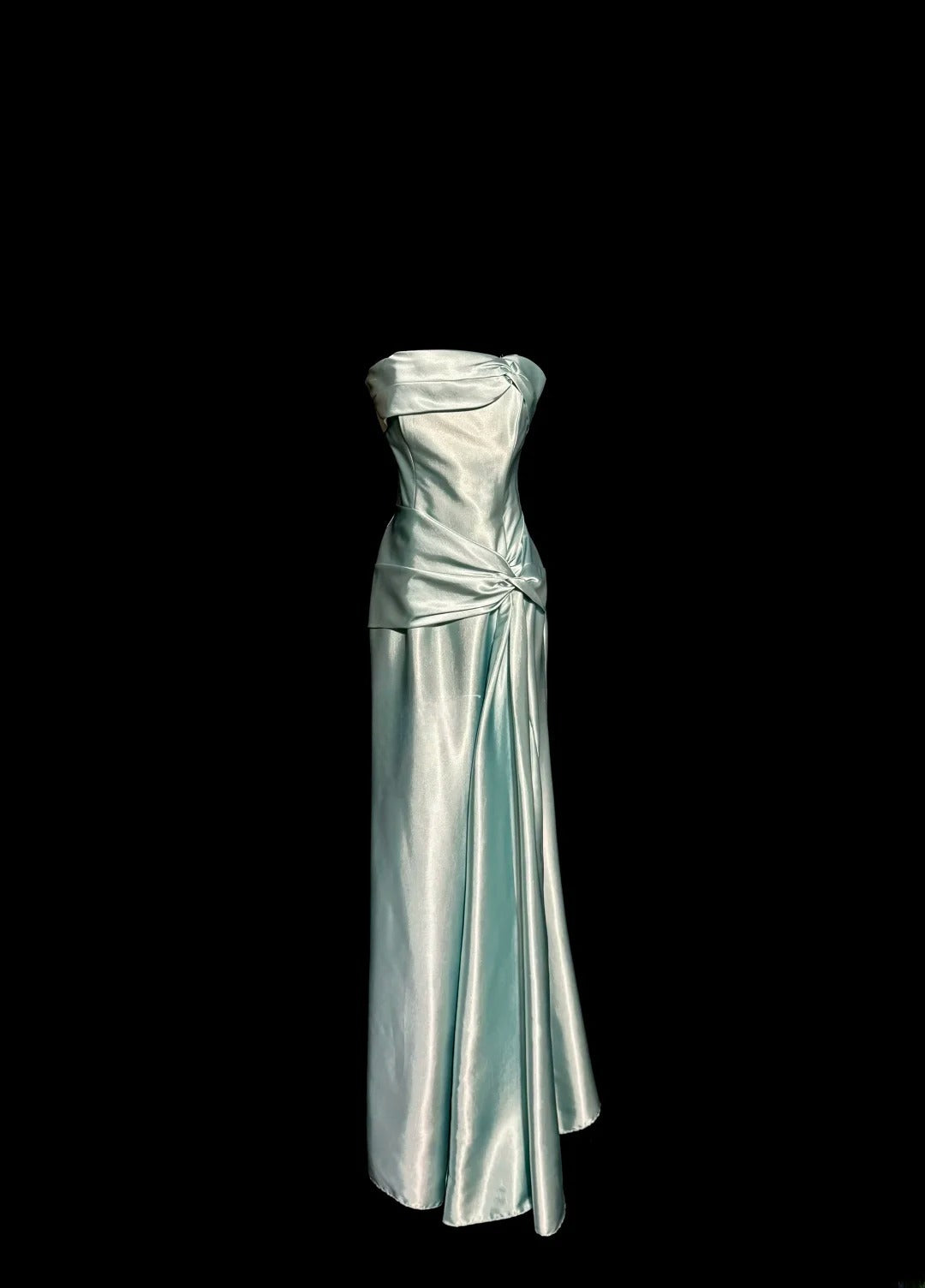 Stylish Mermaid Strapless Blue Silky Satin Sleeveless Formal Gown Prom Dresses Inspiration Formal Dress MP1183