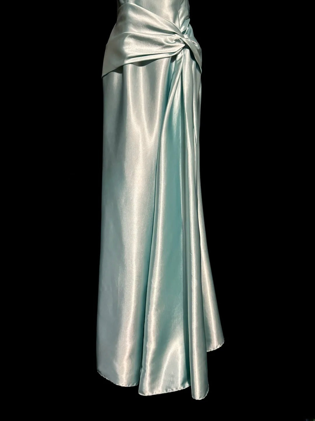 Stylish Mermaid Strapless Blue Silky Satin Sleeveless Formal Gown Prom Dresses Inspiration Formal Dress MP1183
