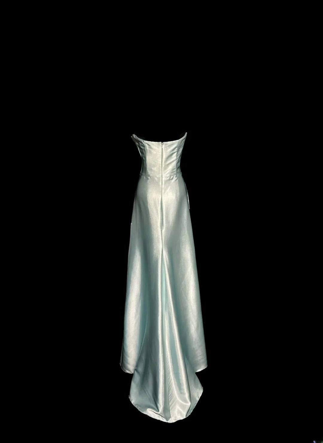 Stylish Mermaid Strapless Blue Silky Satin Sleeveless Formal Gown Prom Dresses Inspiration Formal Dress MP1183