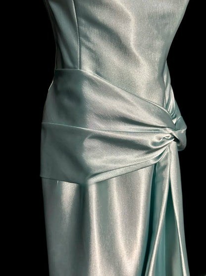 Stylish Mermaid Strapless Blue Silky Satin Sleeveless Formal Gown Prom Dresses Inspiration Formal Dress MP1183