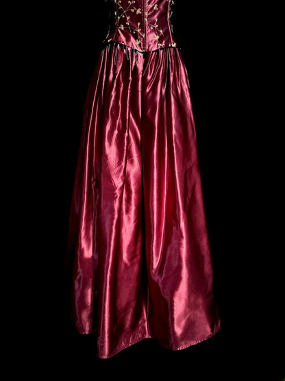 Vintage A-Linie Träger Rot mit besticktem Satin Retro Motto Prom Outfits 90er Y2K Abendkleid Lange Abschlussballkleider MP1189
