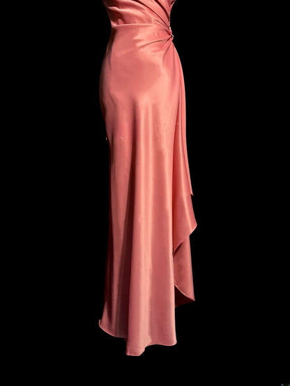 Stilvolle Meerjungfrau Spaghettiträger Koralle Seidig Satin Ärmellose Ballkleid Inspiration Festliches Kleid MP1190
