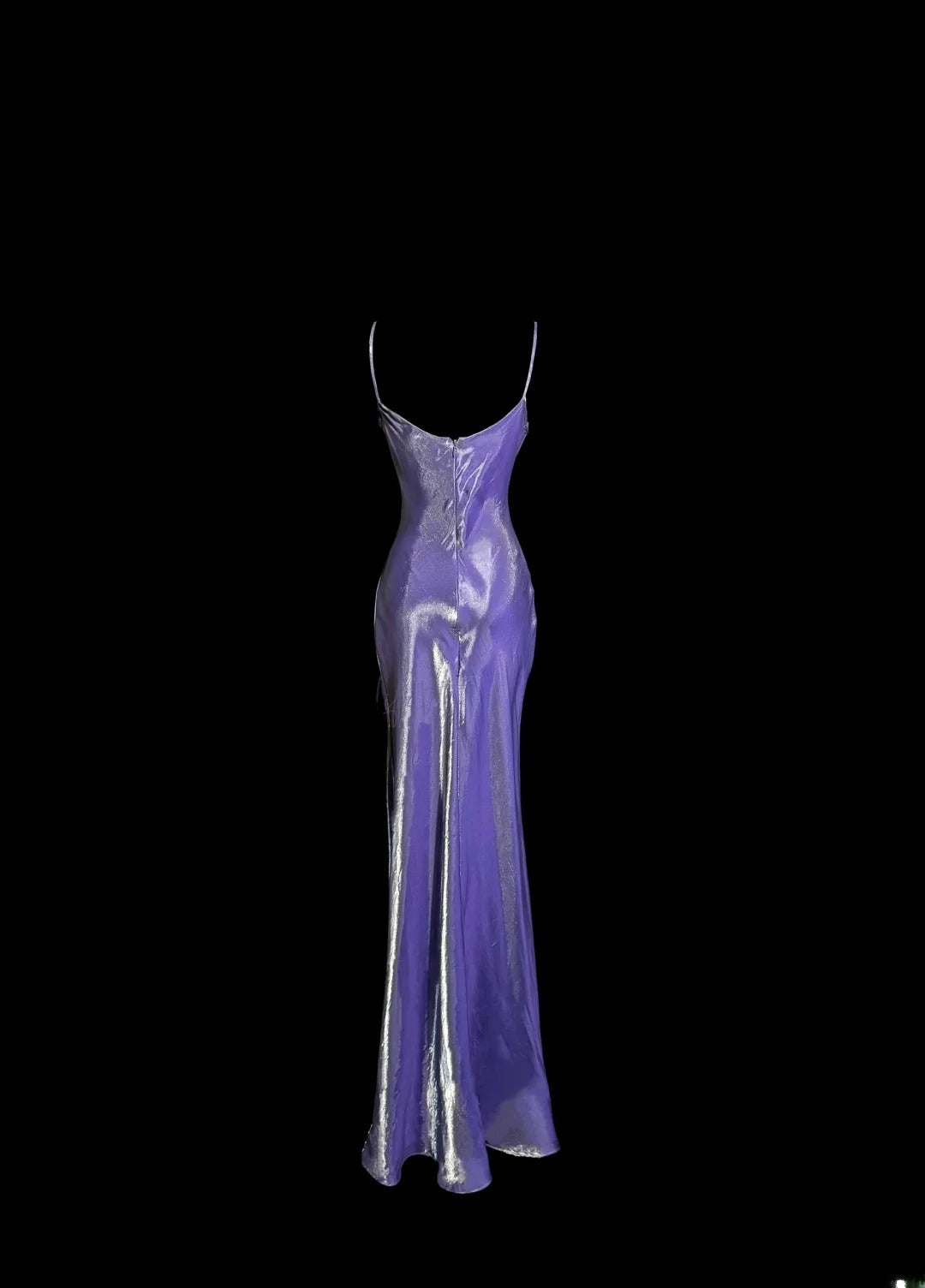 Elegantes Meerjungfrau-Abendkleid mit Spaghettiträgern in Lila aus seidigem Satin, ärmellos, für Abschlussball-Kleider-Inspiration, formelles Kleid MP1191