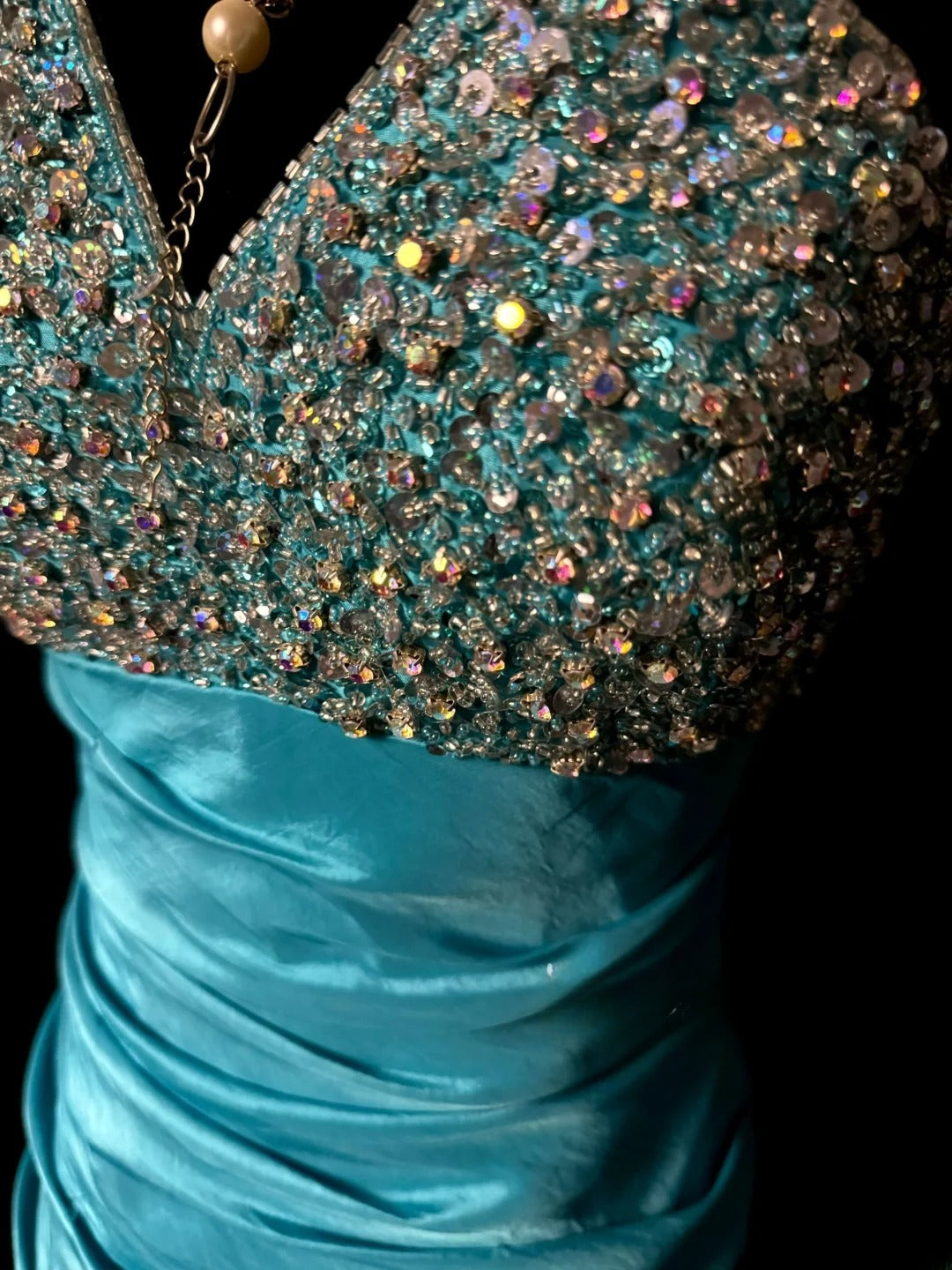 Vintage Meerjungfrau Trägerlos Blau mit Perlen Retro Motto Abschlussball Outfits 90er Y2K Abendkleid Lange Abschlussballkleider MP1193