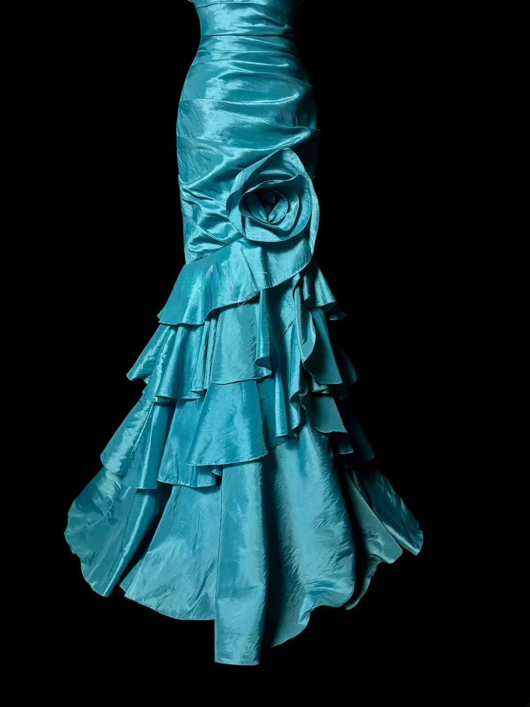 Vintage Meerjungfrau Trägerlos Blau mit Perlen Retro Motto Abschlussball Outfits 90er Y2K Abendkleid Lange Abschlussballkleider MP1193