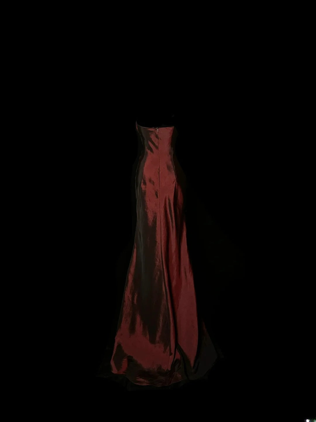 Aesthetic Mermaid Strapless Burgundy Wine Red Taffeta With Ruched Inspiration Sleeveless Pageant Outfits Prom Dresses MP1196