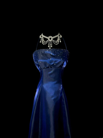 Stylish A line Halter Royal Blue Sleeveless Formal Gown Prom Dresses Inspiration Formal Dress MP1200