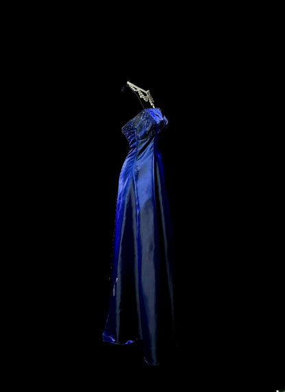 Stylish A line Halter Royal Blue Sleeveless Formal Gown Prom Dresses Inspiration Formal Dress MP1200