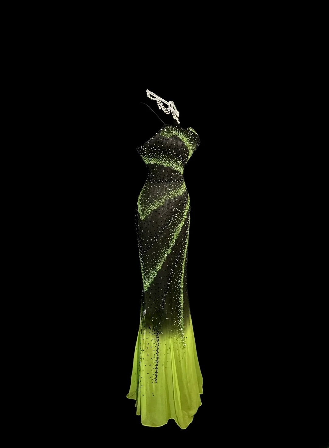 Aesthetic Mermaid Sweetheart Green Chiffon Inspiration With Beading Pageant Outfits Prom Dresses MP1202