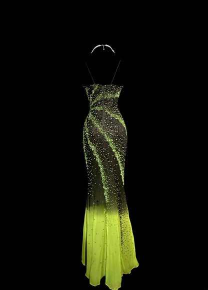 Aesthetic Mermaid Sweetheart Green Chiffon Inspiration With Beading Pageant Outfits Prom Dresses MP1202