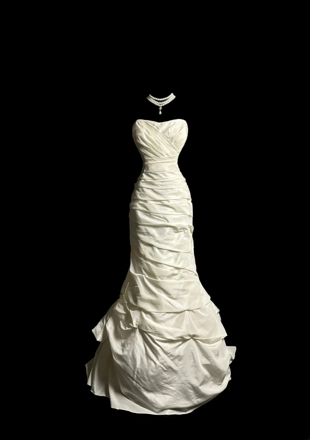 Vintage Meerjungfrau 70er Sweetheart Rüschen Elfenbein Prinzessin Brautkleider Lange Hochzeitskleider MP1230