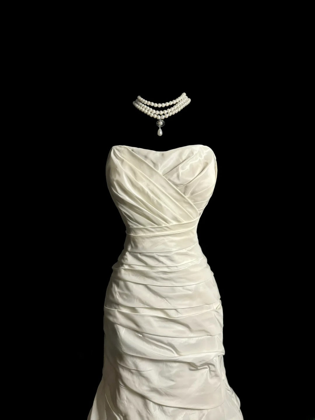 Vintage Meerjungfrau 70er Sweetheart Rüschen Elfenbein Prinzessin Brautkleider Lange Hochzeitskleider MP1230