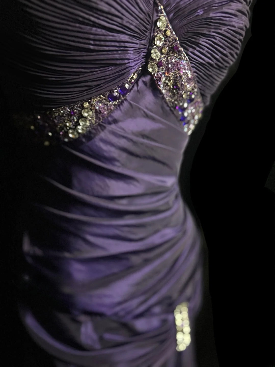 Vintage Meerjungfrau Spaghettiträger Lila mit Rüschen Retro Motto Abschlussball Outfits 90er Y2K Abendkleid Lange Abschlussballkleider MP1231
