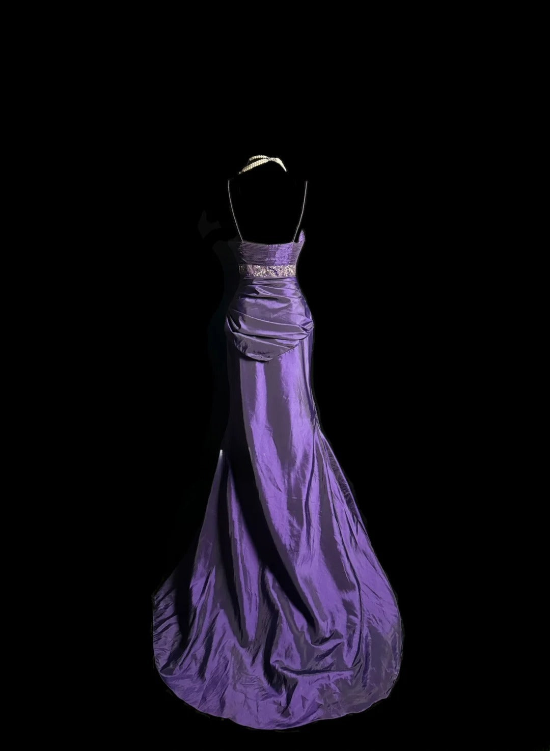 Vintage Meerjungfrau Spaghettiträger Lila mit Rüschen Retro Motto Abschlussball Outfits 90er Y2K Abendkleid Lange Abschlussballkleider MP1231