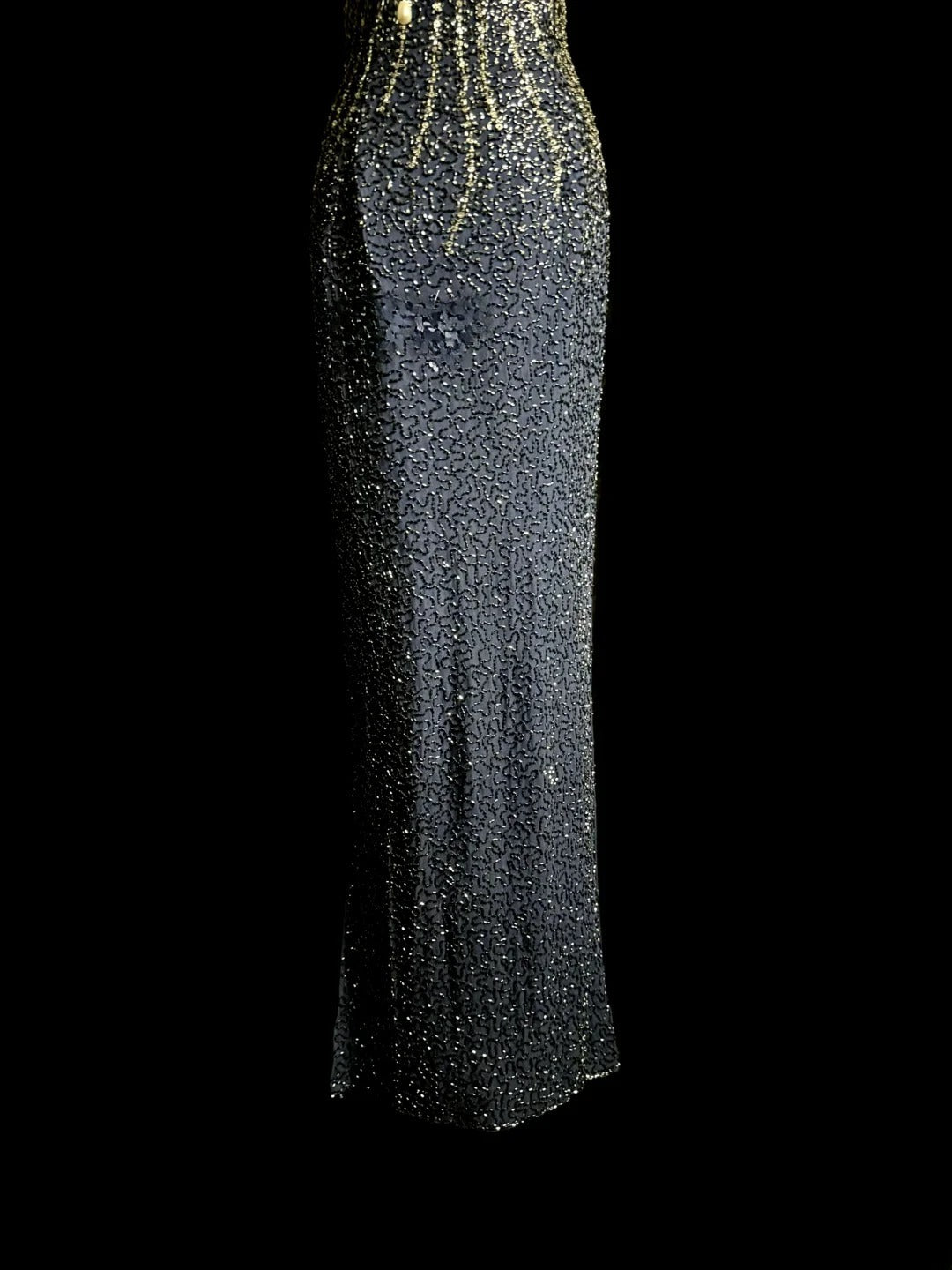 Modische Meerjungfrau Neckholder Marineblau Pailletten Rückenfrei Retro Motto Abschlussball Outfits 90er Y2K Abendkleid Lange Abschlussballkleider MP1233