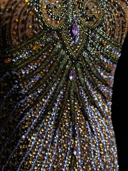 Wunderschöne Meerjungfrau Herz-Ausschnitt Orange Pailletten Perlen Retro-Mottoparty Outfits 90er Y2K Abendkleid Lange Abschlussballkleider MP1234