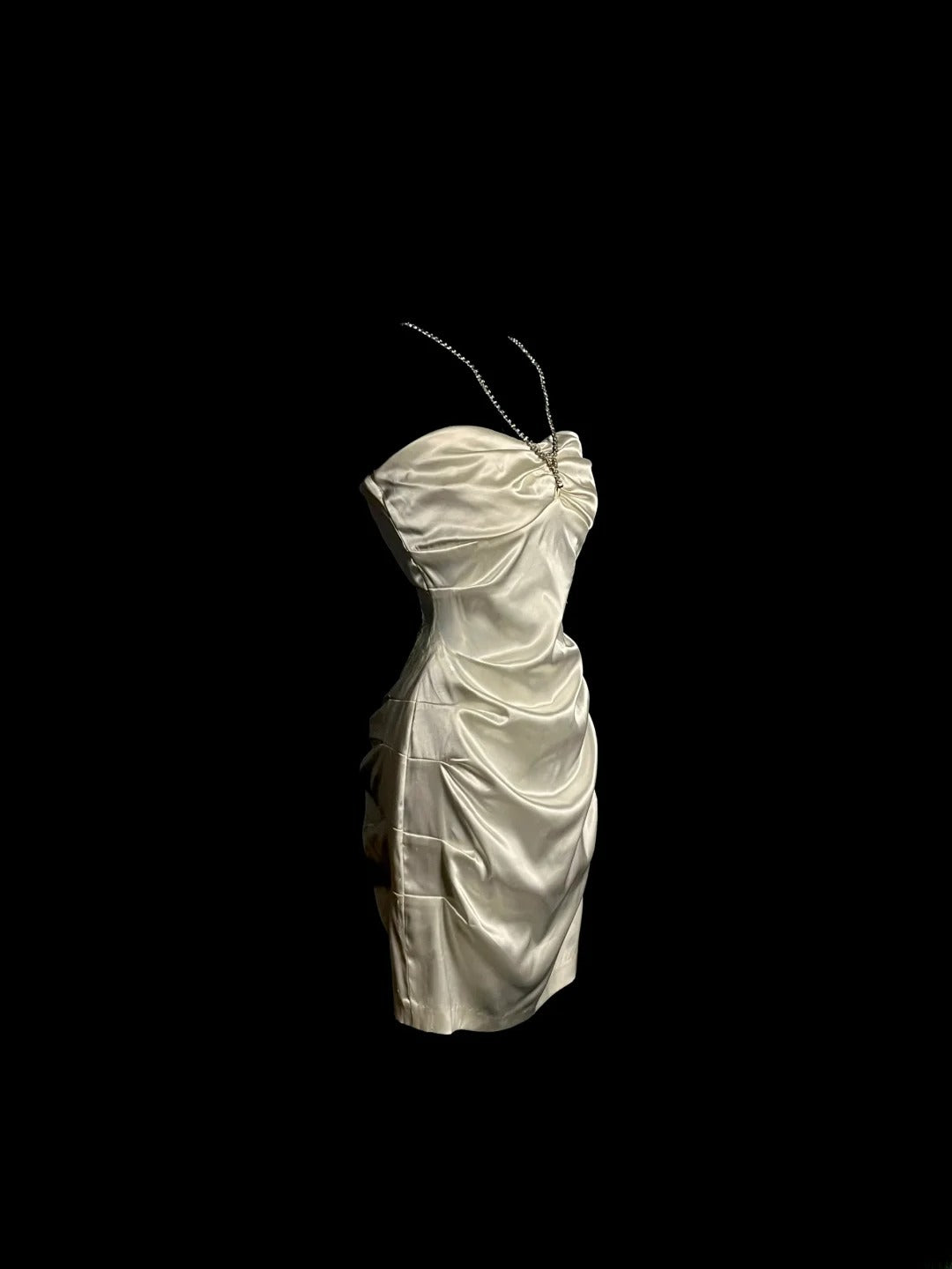 Robe de soirée élégante en satin ivoire, coupe droite, col licou, pour adolescentes noires, mini robe de bal, tenue de graduation, MP1235