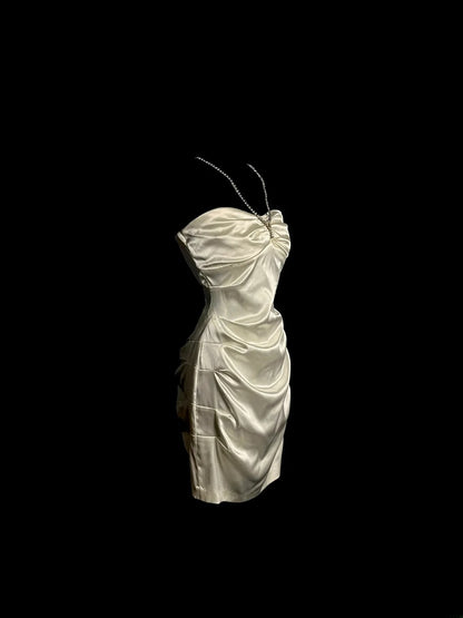 Robe de soirée élégante en satin ivoire, coupe droite, col licou, pour adolescentes noires, mini robe de bal, tenue de graduation, MP1235