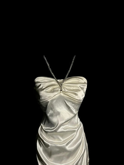 Robe de soirée élégante en satin ivoire, coupe droite, col licou, pour adolescentes noires, mini robe de bal, tenue de graduation, MP1235